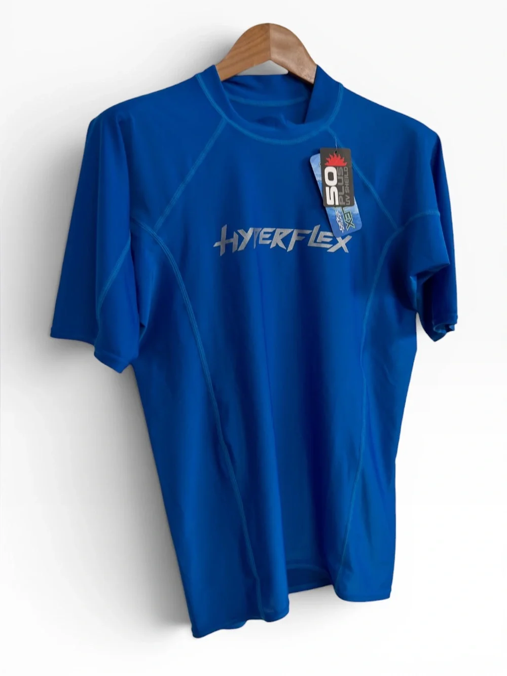 Hyperflex Blue 50+ UV Rash Guard Short Sleeve Swim Surf Shirt NWT Men’s Medium